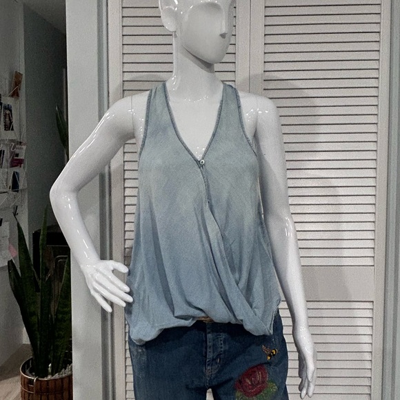 Blank NYC Drape Front Chambray Top - Picture 4 of 11
